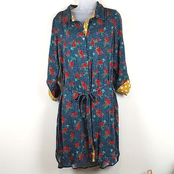 Matilda Jane Women's Fa La La Dress Gingham Floral Button Front Shirtdress NWT - Picture 14 of 15